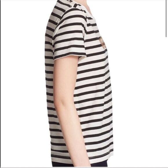 KATE SPADE | Queen Bee Black/White Striped Short Sleeve Shirt Women’s Size M - Picture 2 of 9